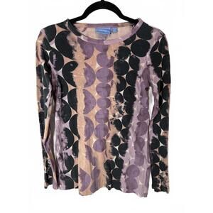 Simply Vera Wang 100% Cotton Mauve Purple Brown Black Long Sleeve Top XS